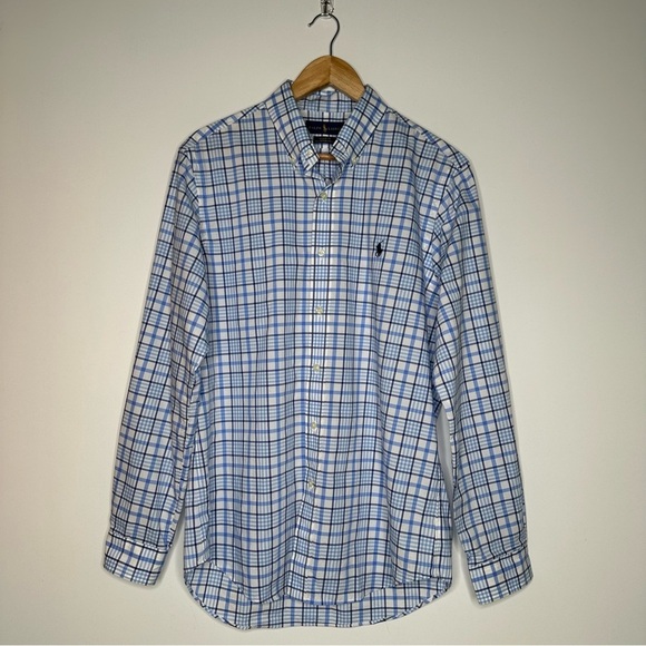Ralph Lauren Blue Plaid Classic Fit Button Down Shirt Size Medium - Picture 2 of 8